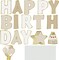 18 Pieces Happy Birthday Yard Signs with Stakes, 16 Inches Birthday Outdoor Lawn Signs, Cake Balloon Patio Decorations, Garden Lawn Decorations for Party Outdoor Decor(Beige)